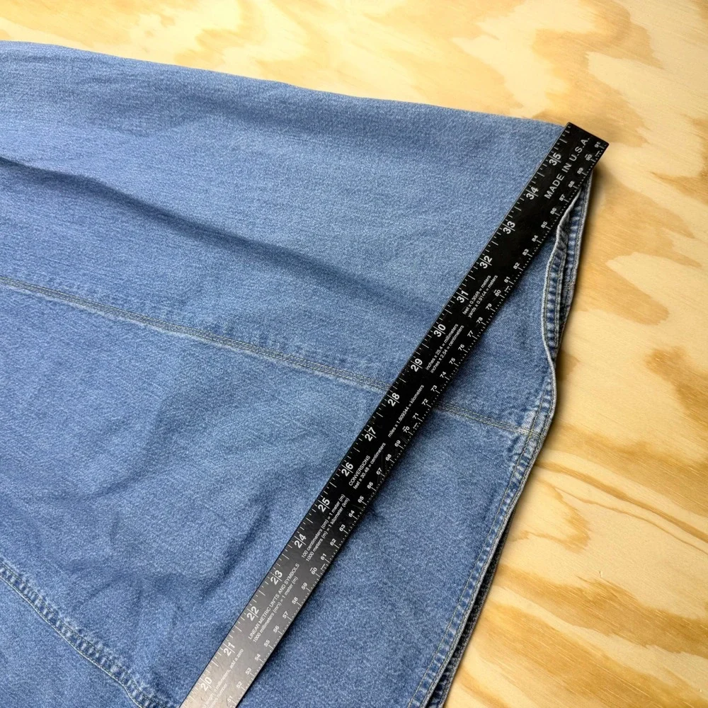 Lizwear Vintage Denim Maxi Skirt Blue Cotton Pleated A-Line High Waist Size 6 - Picture 6 of 8